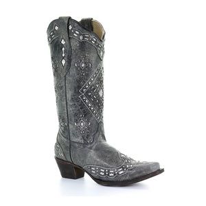 Corral Brandy Glitter Inlay Western Boots-Snip Toe